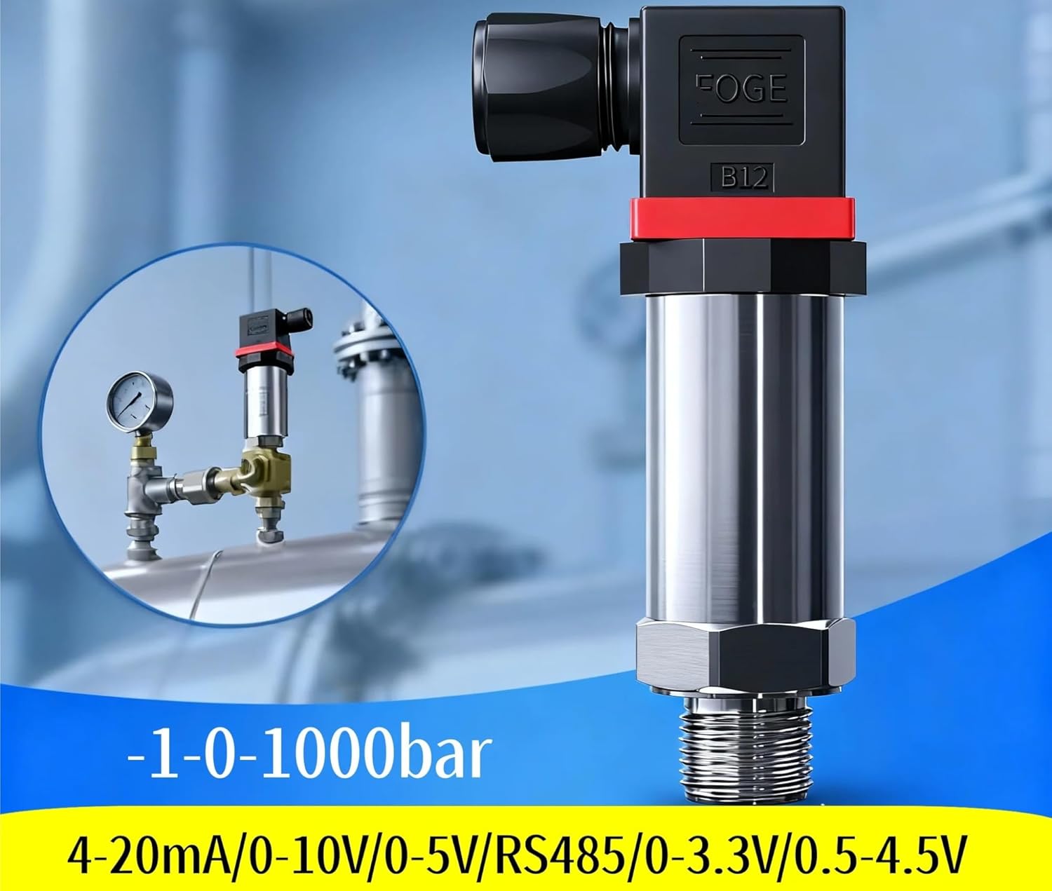 Water Oil Fuel Gas air Pressure Transmitter 0.1bar 200bar 400bar G1/4 12-36V 4-20mA RS485 0-600bar transducer Sensor(0-20kpa)
