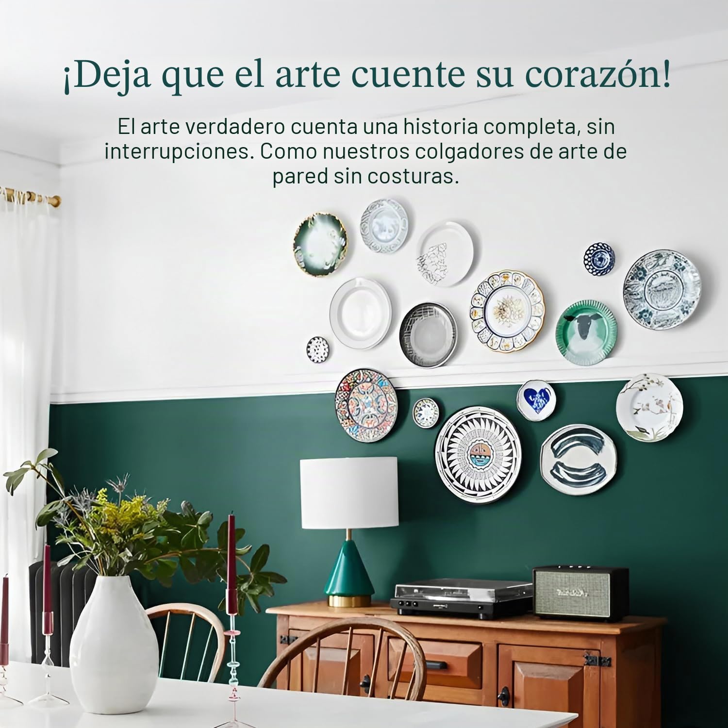 WINSOME Colgadores de discos para paredes – Fuerte soporte invisible para placas autoadhesivo, ganchos para colgar cuadros – Disco colgante de placa, 100 mm (paquete de 5), amarillo