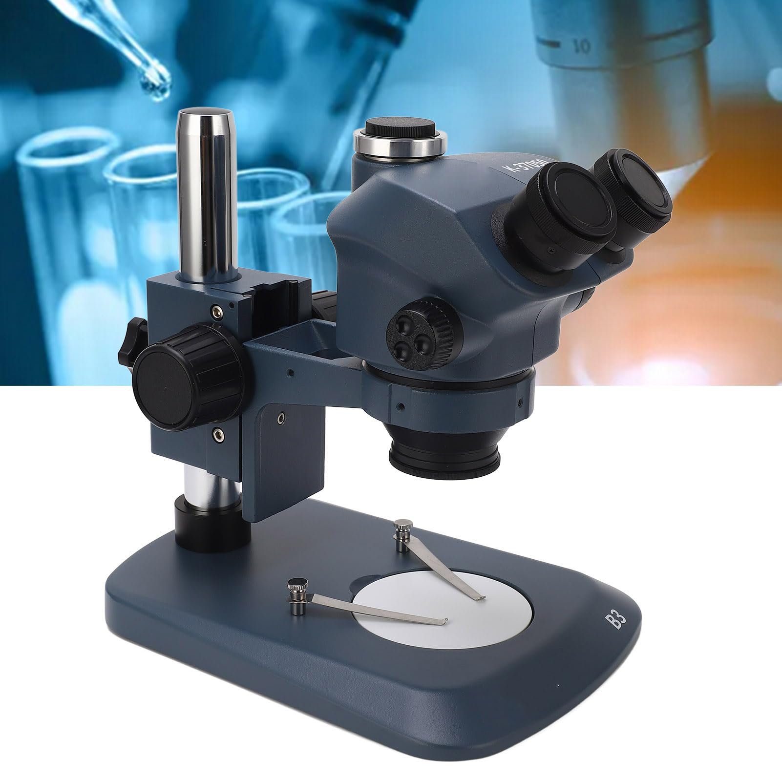 Microscopio Estéreo Trinocular de 7X a 50X, Ocular Confocal WF10X22mm, Lente Objetivo Auxiliar de 0,5X 2X, 7X a 50X