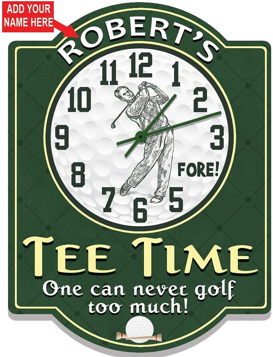 Tee Time Golfing Personalized Clock Sign (Male Version) from