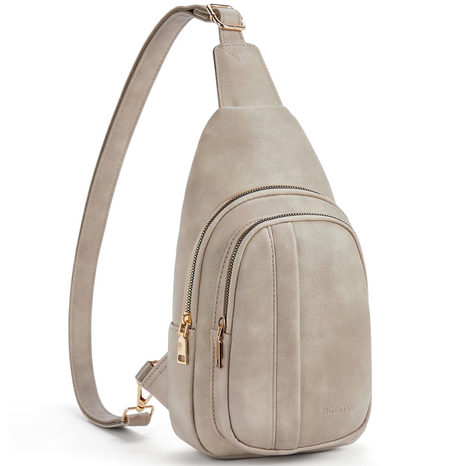 FIGESTIN Sling Bag for Women Crossbody Fanny Packs Leather crossbody bags for women trendy Chest Bag Grey
