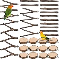 TORINALITAL 9PCS Natural Apple Wood Bird Perches - Stands, Branches & Platforms for Parakeets, Cockatiels, Conures, Lovebirds Cage Toys
