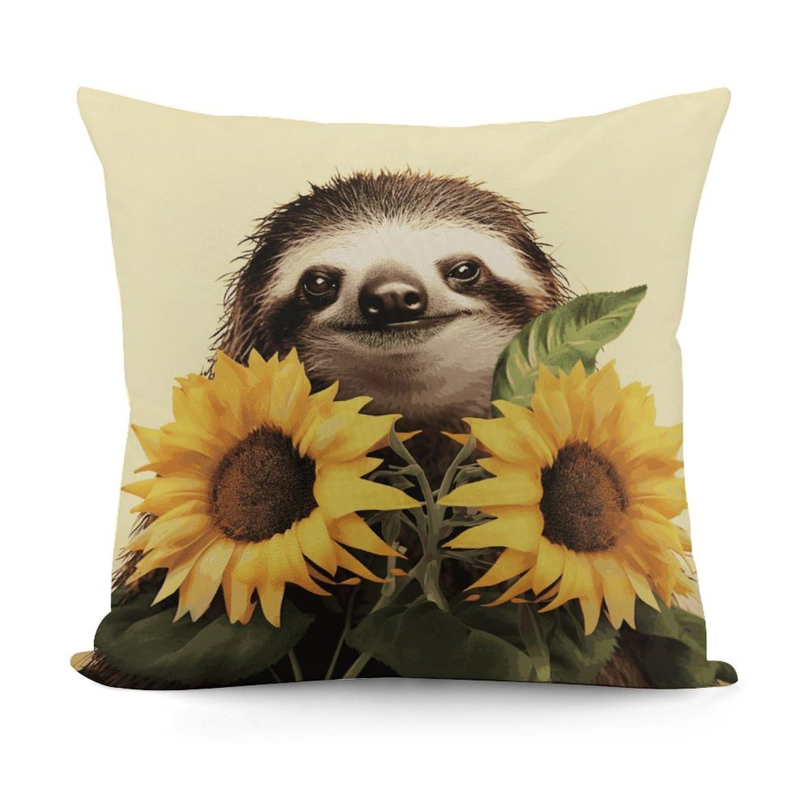 Adfgyerh Style Sloth Sunflower Decorative Pillow Covers, Throw Pillow Covers Soft For All Seasons, Pillowcases For Couch Living Room Sofa Bedroom 18X18 Inch