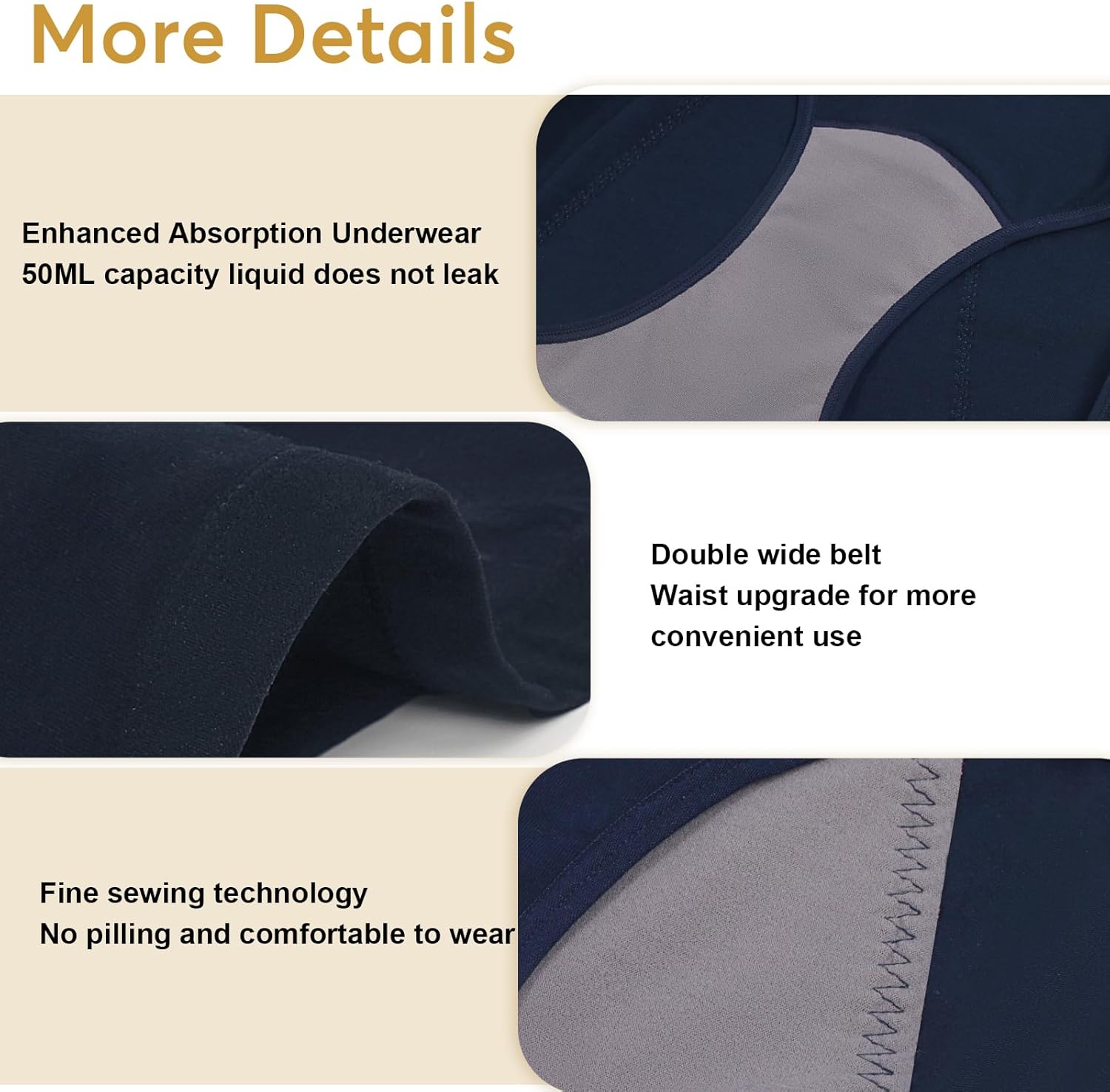 Incontinence Underwear for Women Washable Incontinence Underwear Absorbent Cotton Panties Bladder Leak Underwear for Women Teens - Image 6