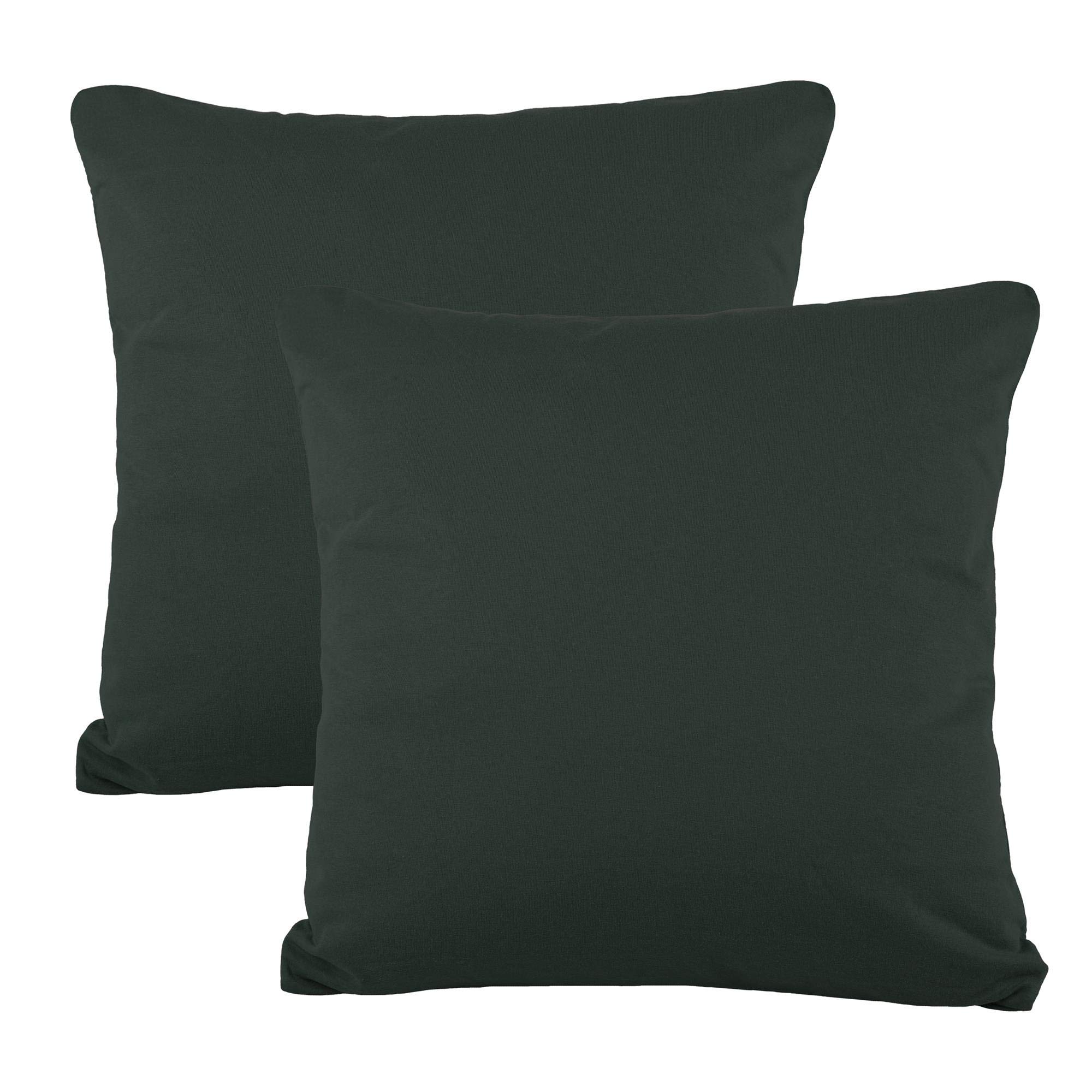 CelinaTex BeNature Kissenbezug Doppelpack 40 x 40 cm anthrazit grau Baumwolle Dekokissen Bezug Jersey