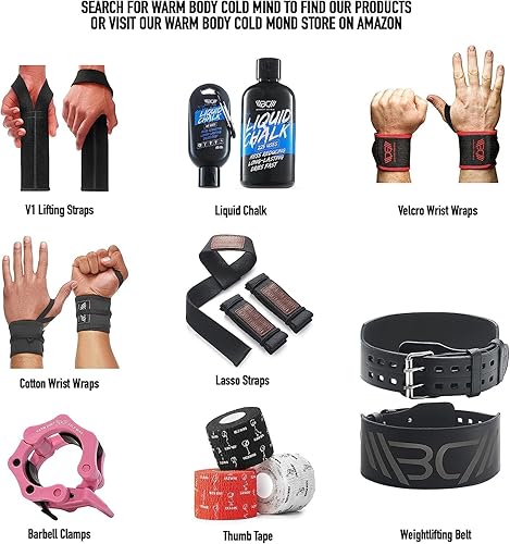 Miniatura 6 de WARM BODY COLD MIND Lasso - Muñequeras para entrenamiento cruzado, levantamiento de pesas olímpico, levantamiento de pesas, culturismo,