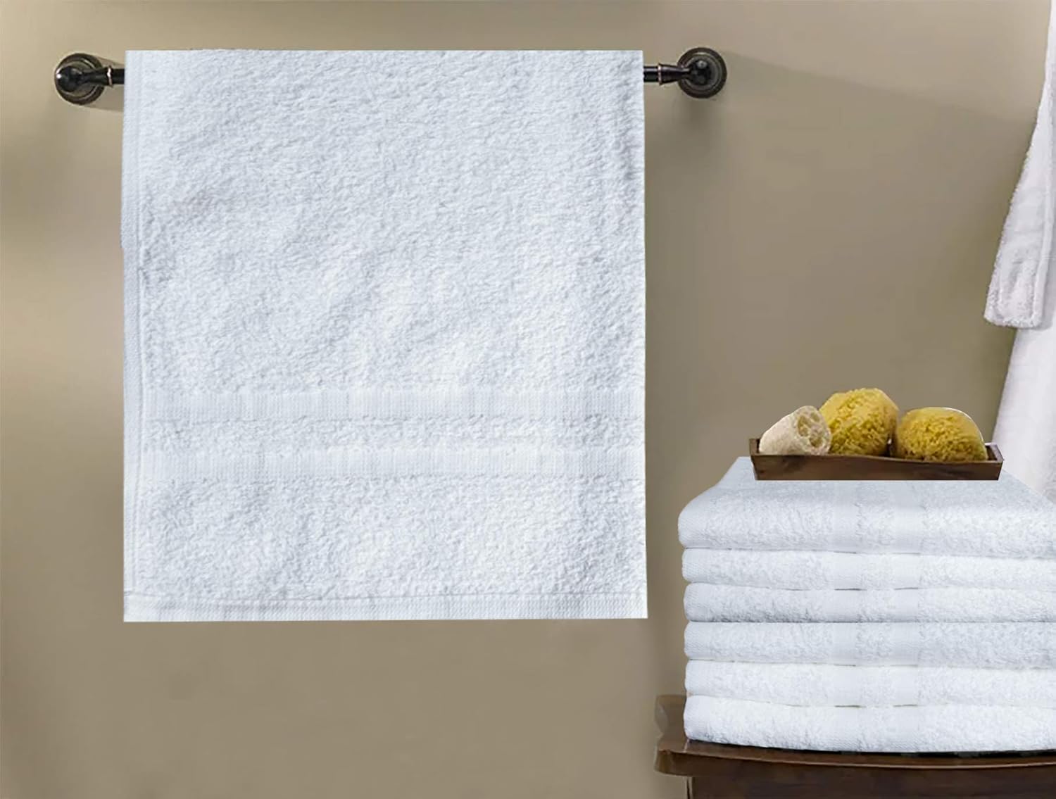 Pacific Linens Hand Towels-24 Pack-White, Super Absorbent Ring Spun, 100% Cotton,(Size 16”x27”), Commercial Grade, Multipurpose, Gym-Spa-Salon Towel, 3 lbs. per Dozen Quality (White)