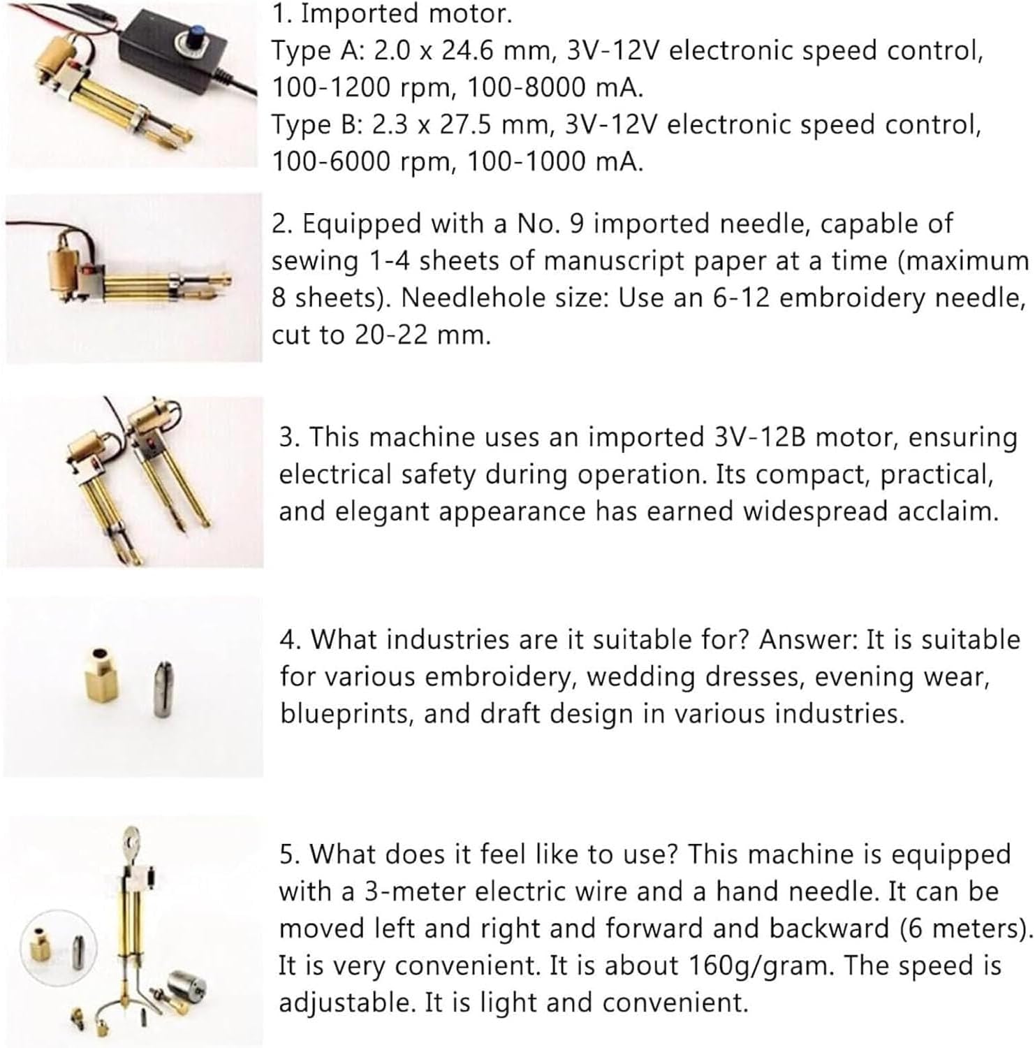 Electric Needle Draft Machine, Electric Embroidery Needle Draft Machine with Adjustable Speed, 1-4 Sheets Of Paper, Maximum 8 Sheets for Wedding Dress, DIY Pattern Making