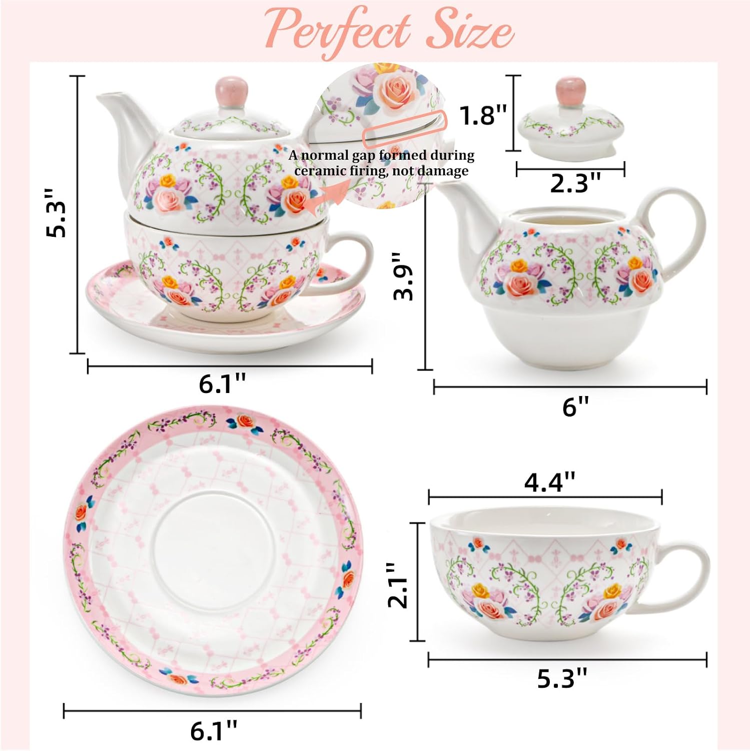 WRINGKIT Tea for One Set, Porcelain Teapot and Cup Saucer Set
