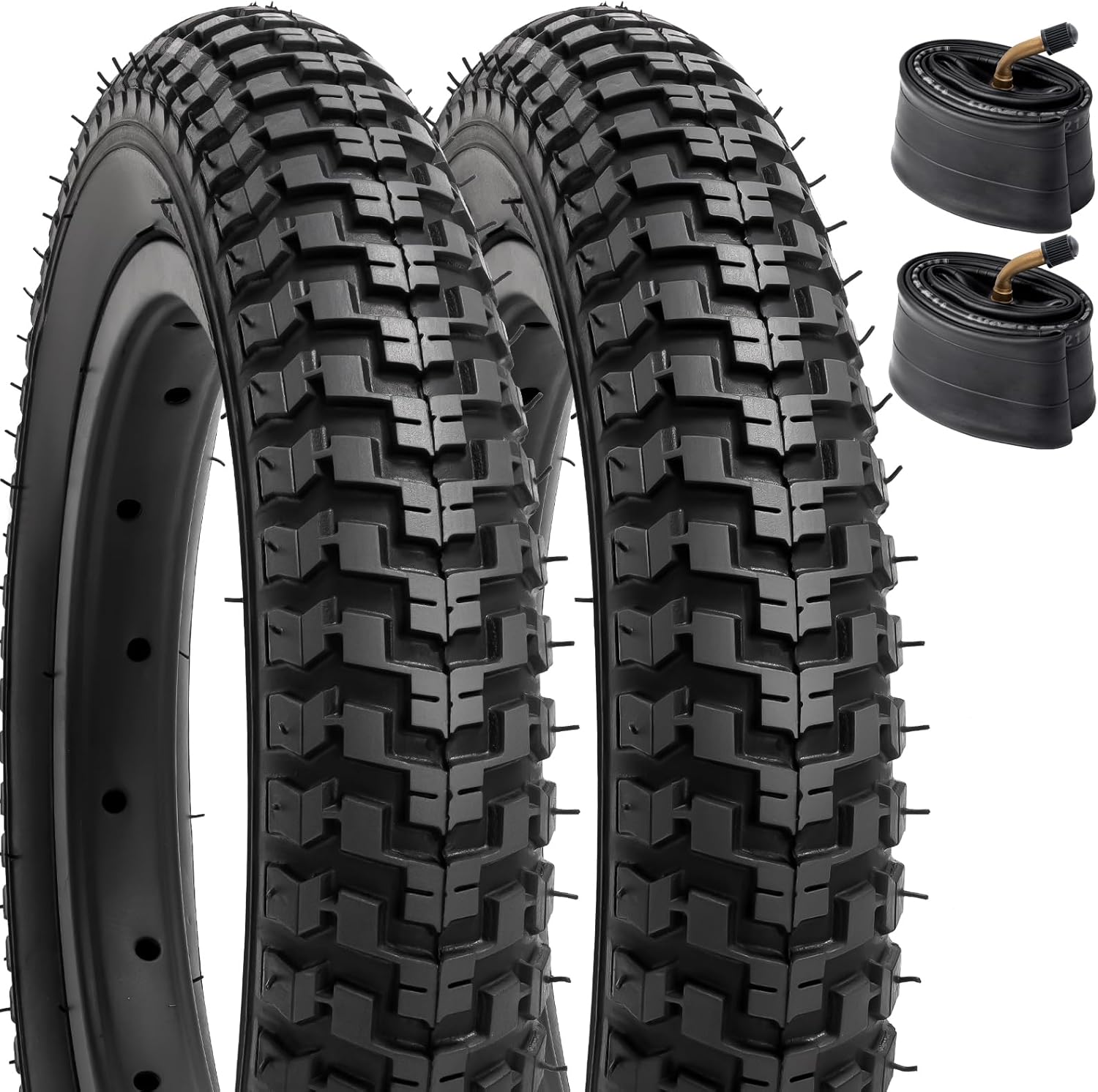 YUNSCM 12 1/2" Bike Tires 12 1/2 x 2 1/4 57-203 and Heavy Duty Tubes 12 1/2x2 1/4 CR202 Angled Valve Compatible with 12 1/2x2 1/4 12.5x2.25 Kid Bike Bicycle Tires and Tubes- 2 Pack (Y-558)