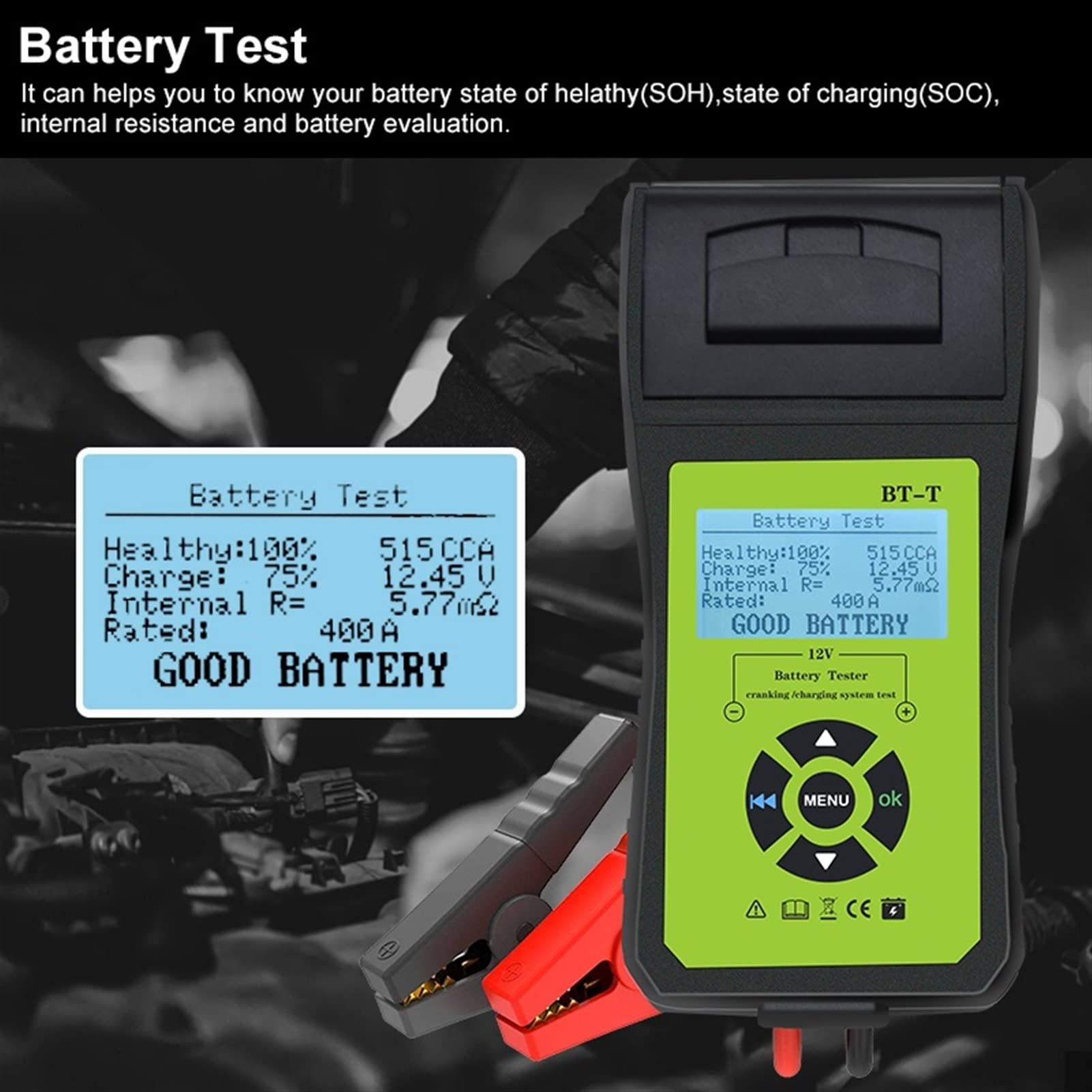 Tester della Batteria, Bt-T. Analizzatore del di batterie for for auto con stampante Multilanguage Automotive Power System Meter Diagnostico