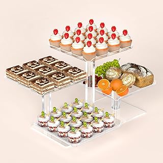 4 Tier Cupcake Stand, Acrylic Dessert Tree Tower Display Holder for Wedding Birthday Party Candy Bar Decor