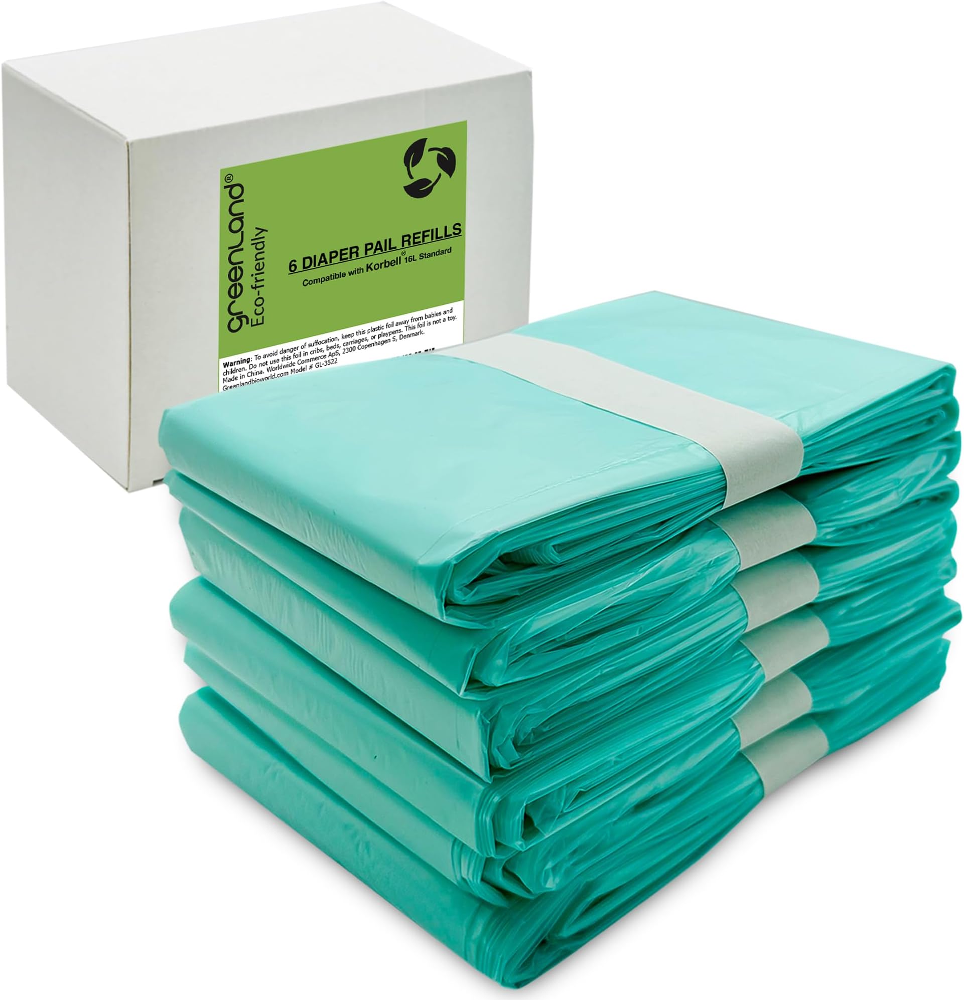 Best Value Eco-Friendly Refills for Korbell Diaper Pails 6-Pack (Blue - Standard 16L)