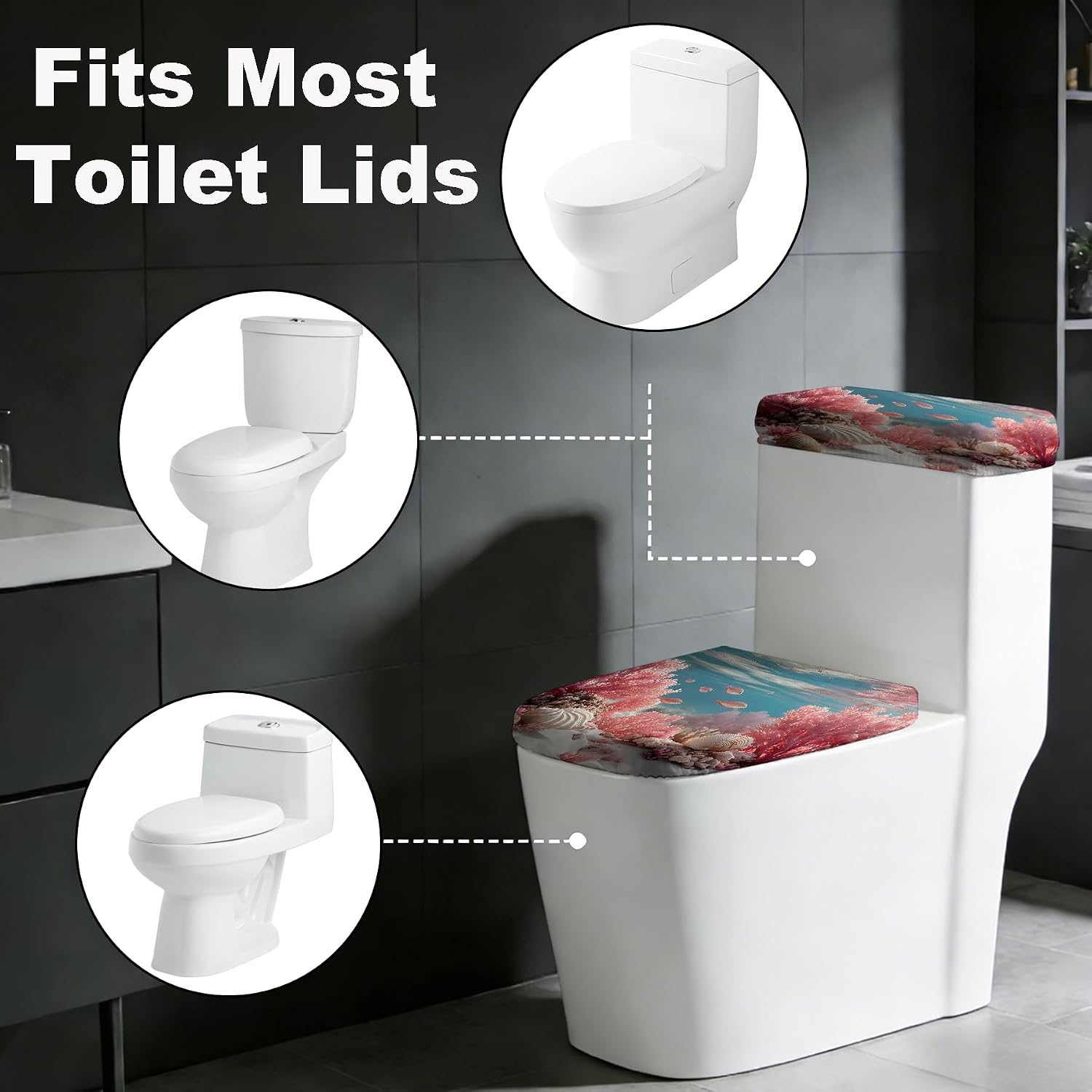 2 pack Toilet Lid Cover & Tank Lid Cover,Fits Standard & Elongated Toilet image 4