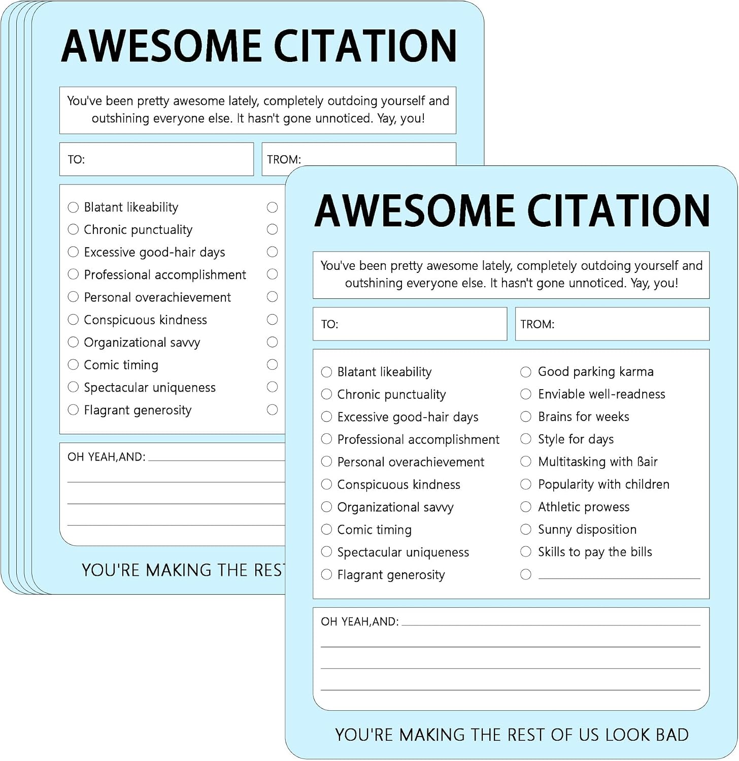 Amazon.com: Hodmopli 100 Pack Awesome Citation Note Card 4×5.25 inch ...
