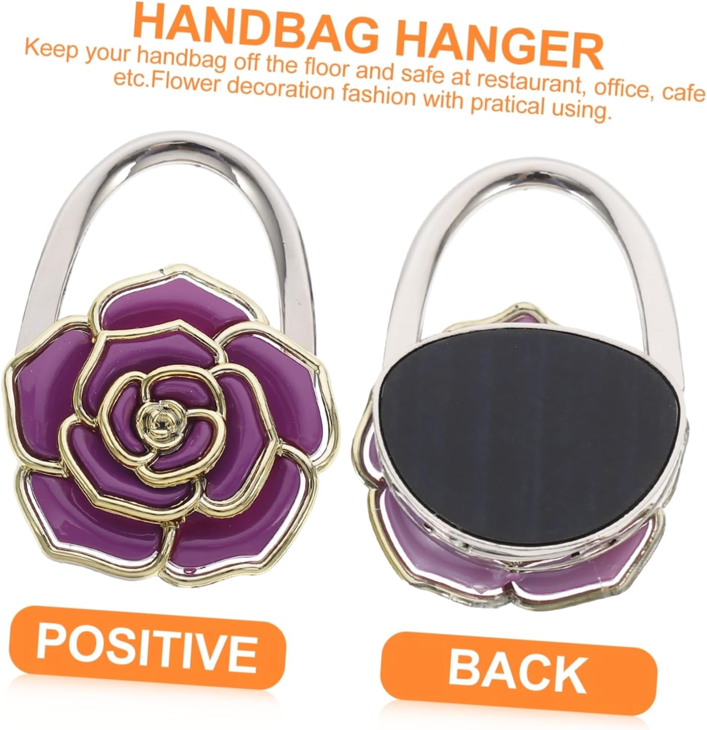 CALLARON Rose Flower Handbag Hanger Gold Accents Foldable Purse Hook for Table Elegant Handbag Holder for Women for Home and Travel