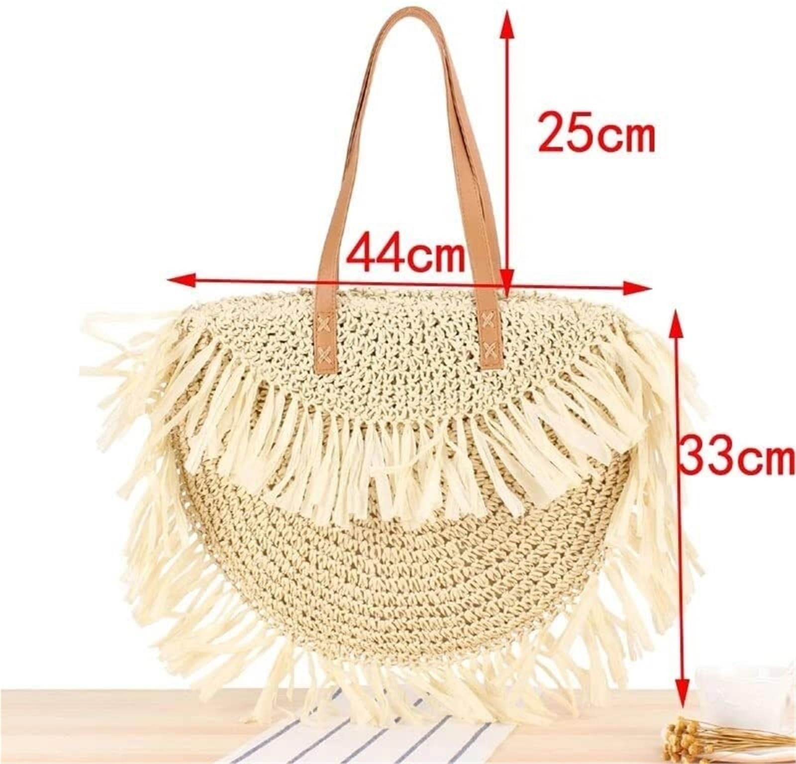Bolso de Paja Bolso semicircular con borlas, Bolso Tejido de Paja para Mujer, Bolsos Hombro ratán Papel Pinchos, Informales Grandes, Playa Verano Mujer(Blue,Pink,Black)
