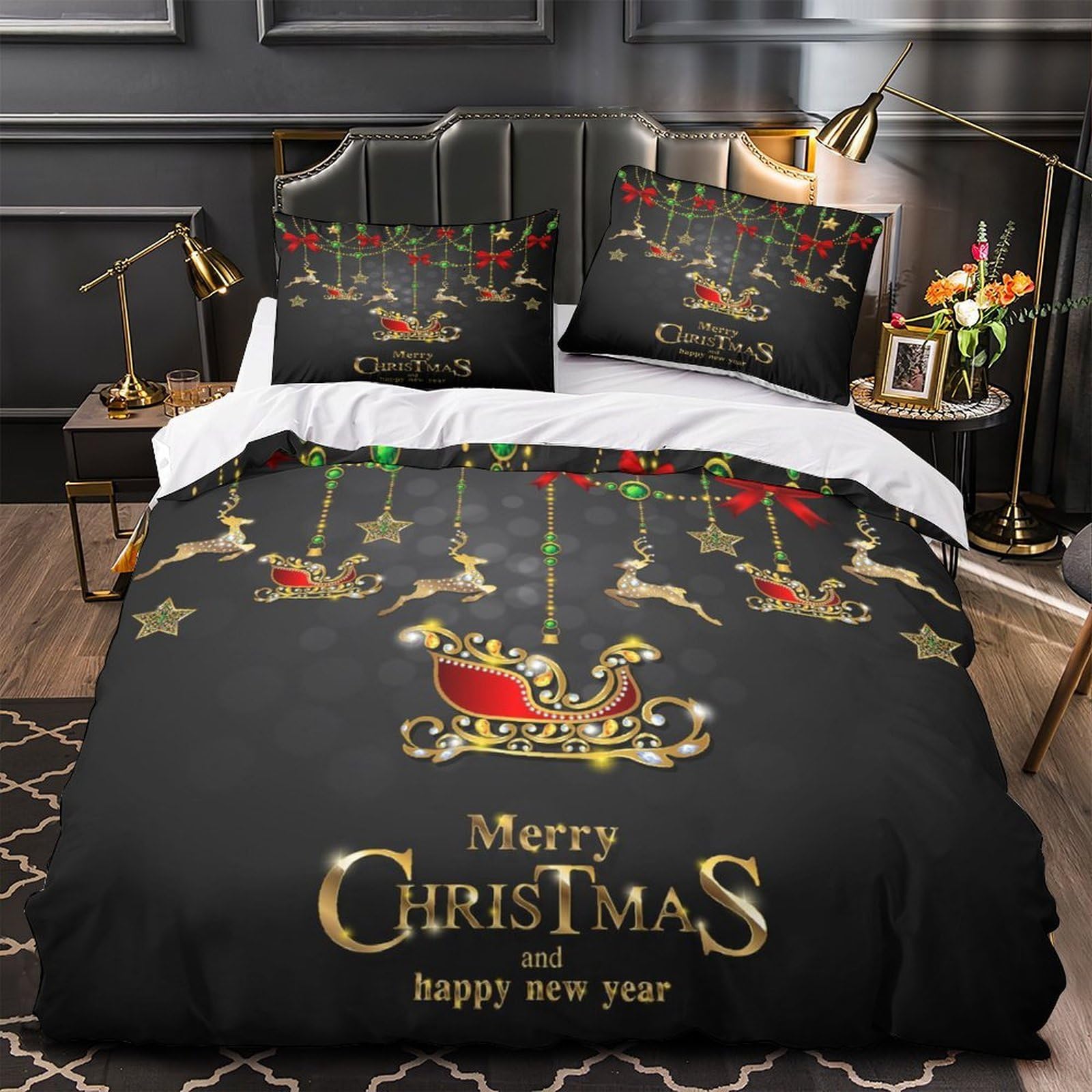 Parure de lit de Noël imprimé 3D housse couette double 200x200
