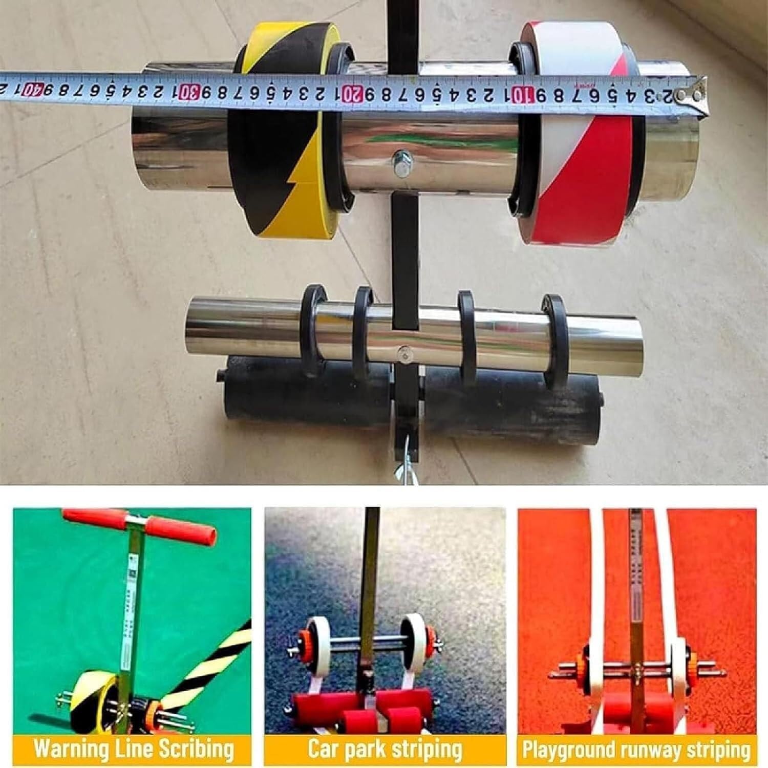 Manual Floor Tape Applicator with Circle Attachment, Hand-Push Tape Dispenser for Basketball & Warehouse Marking