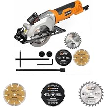 Power Circular Saw,4.8A Mini Circular Saw with Laser Guide,4000RPM Corded Saw Equipped with 6 Pcs 4-1/2" Blades