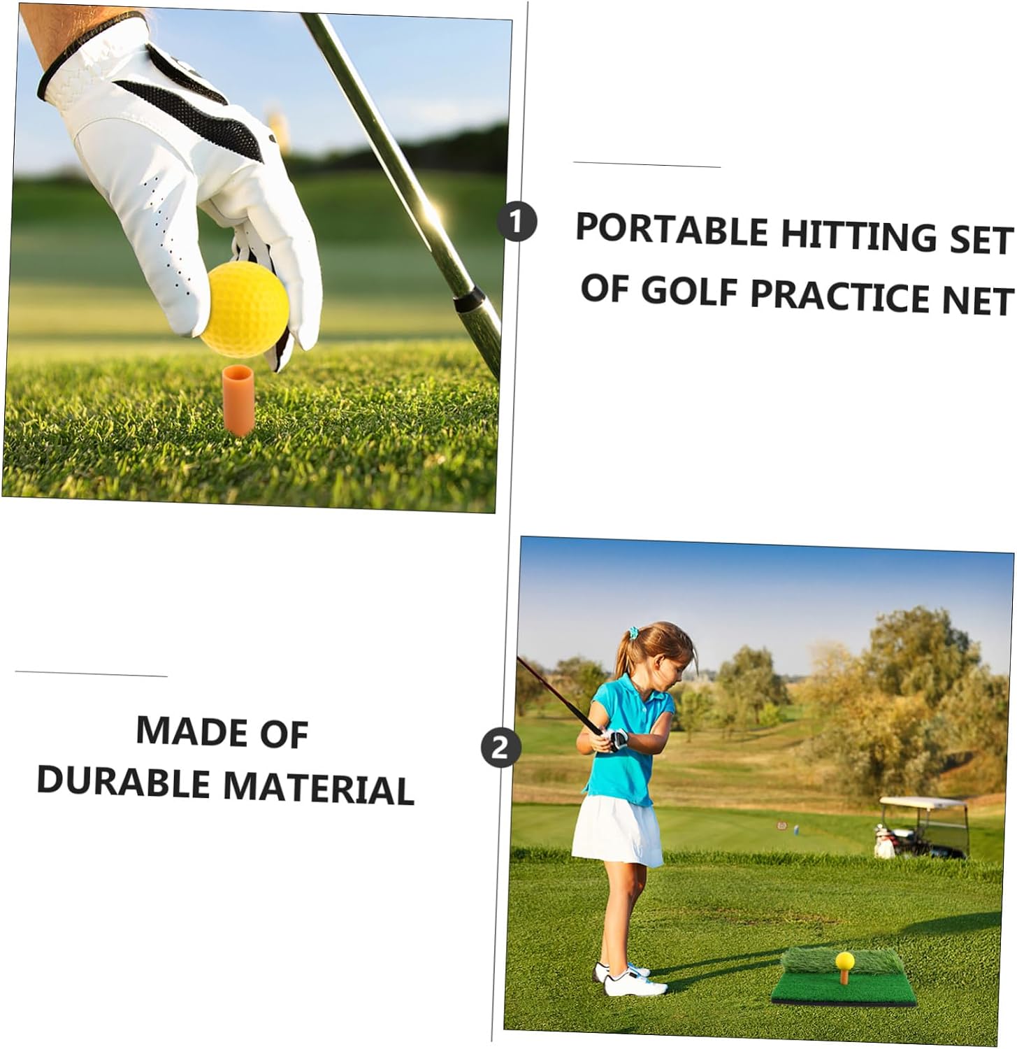 Portable Golf Practice Net Pad Set with Mini Hitting Mat | Nylon Build, Red Finish, Stable Frame and Foldable Design, Indoor and Outdoor Practice for Golfers