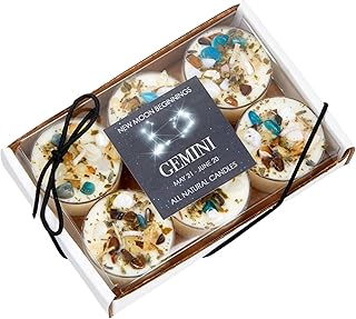 Gemini Zodiac Candle (May 21 - Jun. 20) - Soy Candle - All Natural Aromatherapy Candle - Gemini Horoscope Candle - Set of 6 Tealights