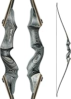 Vista 1 de Arco largo de caza desmontable Black Hunter, GLURAK 1,52 m/60" de madera para mano derecha y izquierda, arco de tiro con arco para principiantes