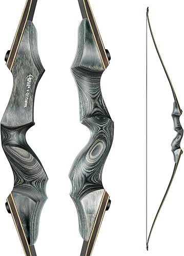 Vista 13 de Black Hunter Takedown - Arco largo de madera de 60 pulgadas para diestros y zurdos, arco de caza para práctica de entrenamiento de principiantes