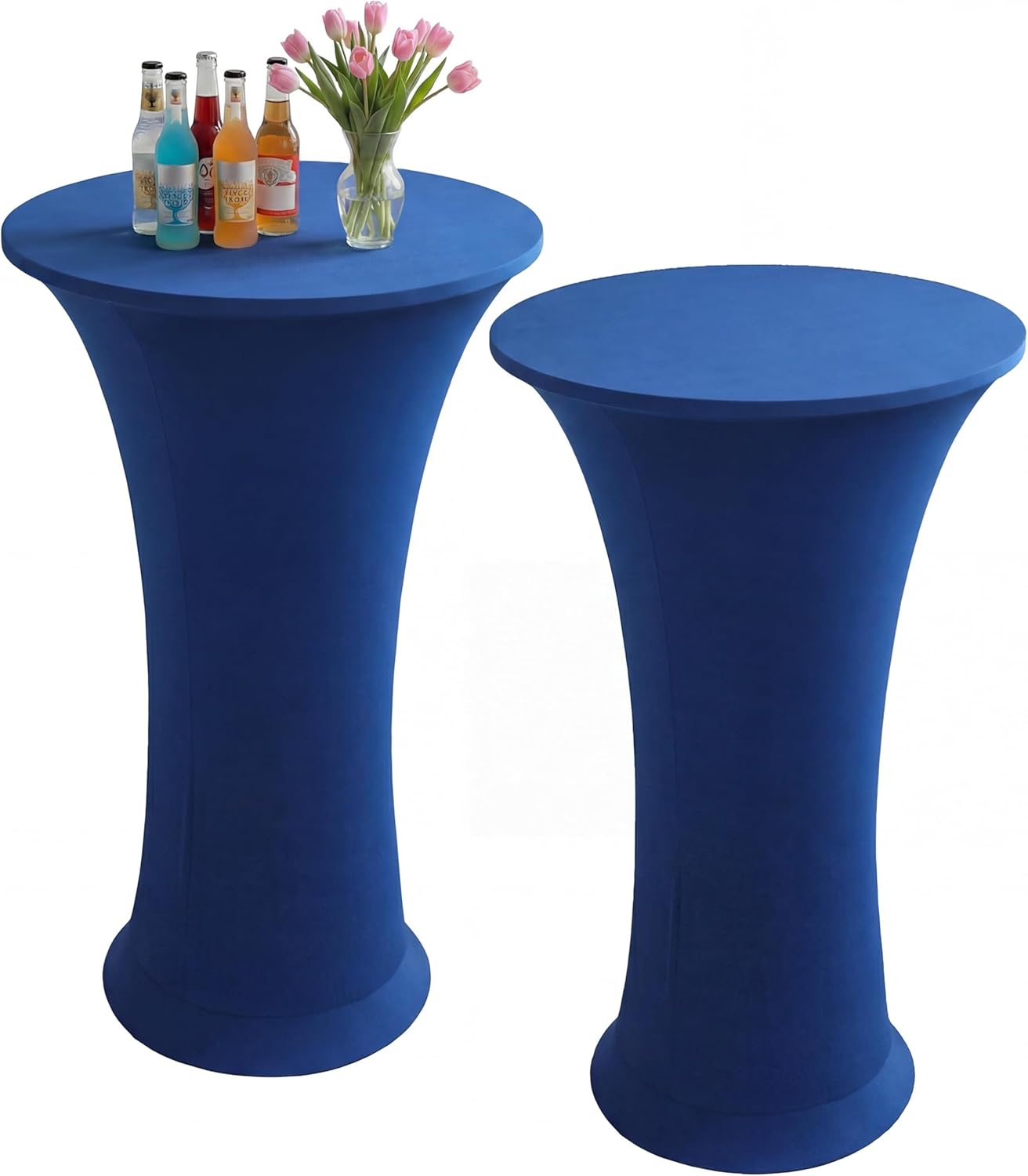 Cocktail Spandex Round Tablecloth, 2 Pack 24"x43" Highboy Fitted Stretch Cocktail Table Covers High Top Table Cloth for Banquet Wedding Bar Party - Royal Blue