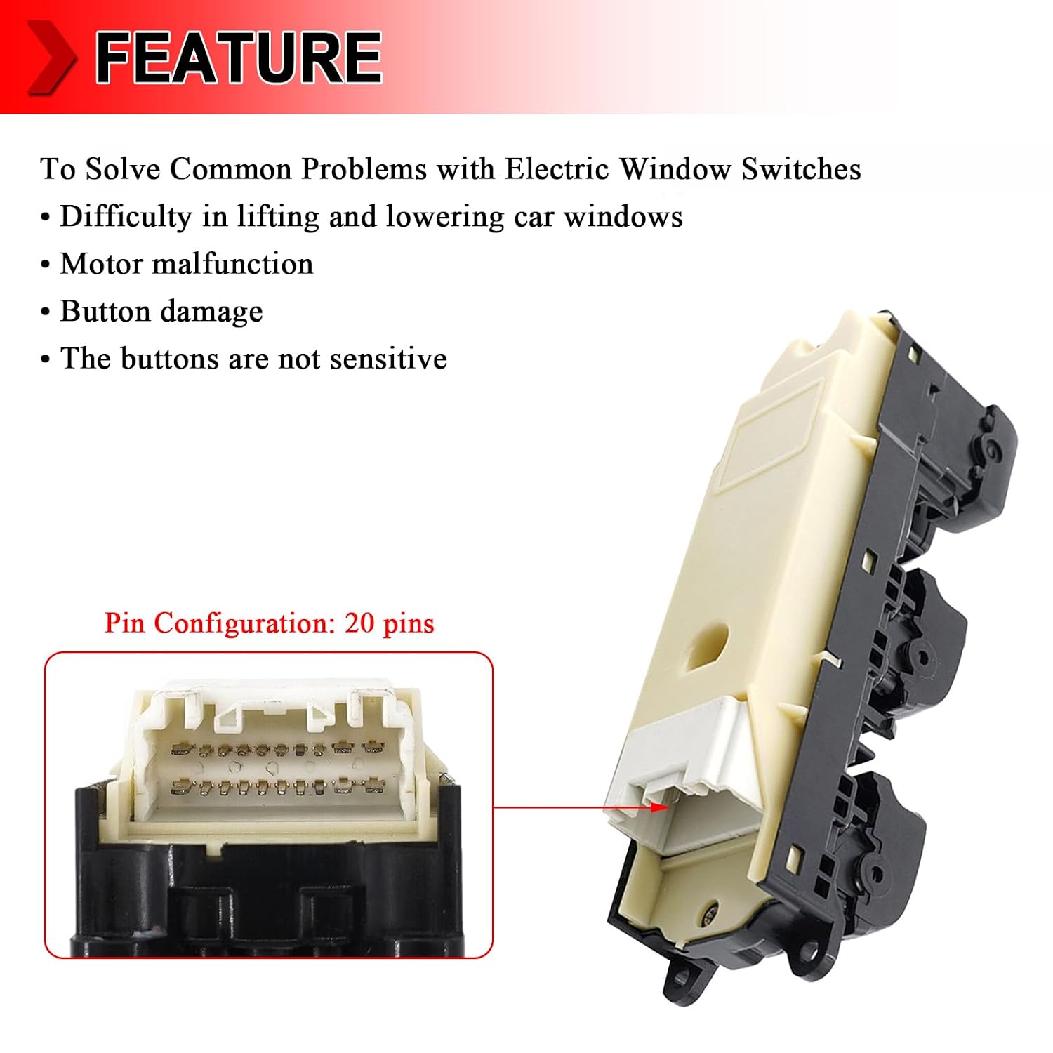 84040-48140 Power Window Switch, Driver Side Power Master Window Switch Fit for Lexus RX330 RX330 RX350 2003-2008, RX400H 2005-2008