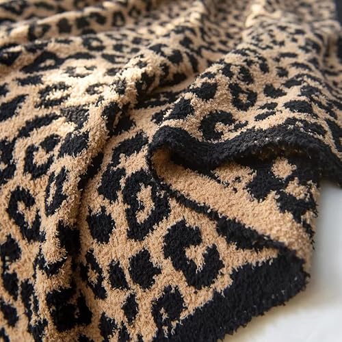 Miniatura 5 de Manta de Punto de Leopardo Esponjosa para Sofá, Ligera, Suave, de Felpa, Esponjosa, Cálida y Acogedora - 50x60 pulgadas, Perfecta para Cama, Sofá,