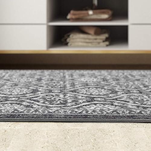 Miniatura 100 de Antep Rugs - Alfombras antideslizantes (antideslizante) 5 x 7 con parte trasera de goma floral geométrica de bajo perfil para interiores