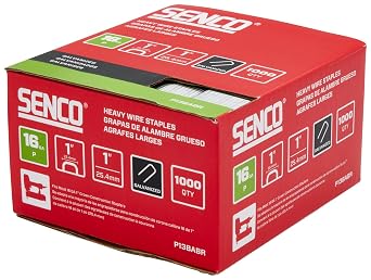 SENCO Collated Heavy Wire Staples, Galvanized, 16 GA (P13BABR) 1,000 bx | For insulation/packaging/furniture assembly/upholstery/general fastening