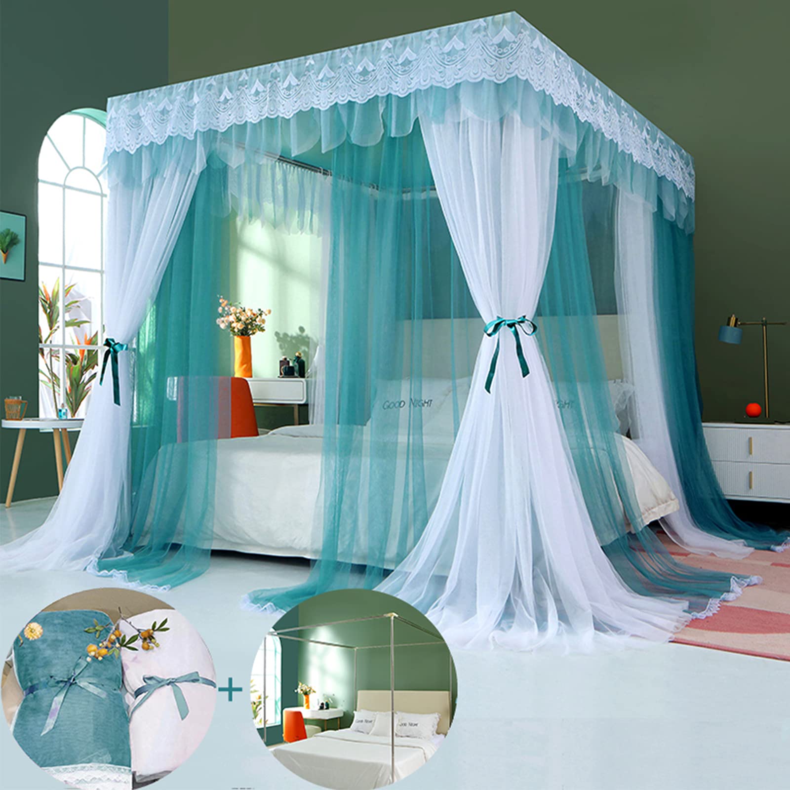 Buy SunnyLisa Canopy Frame for Bed with Mesh Nettings Queen Size Bed