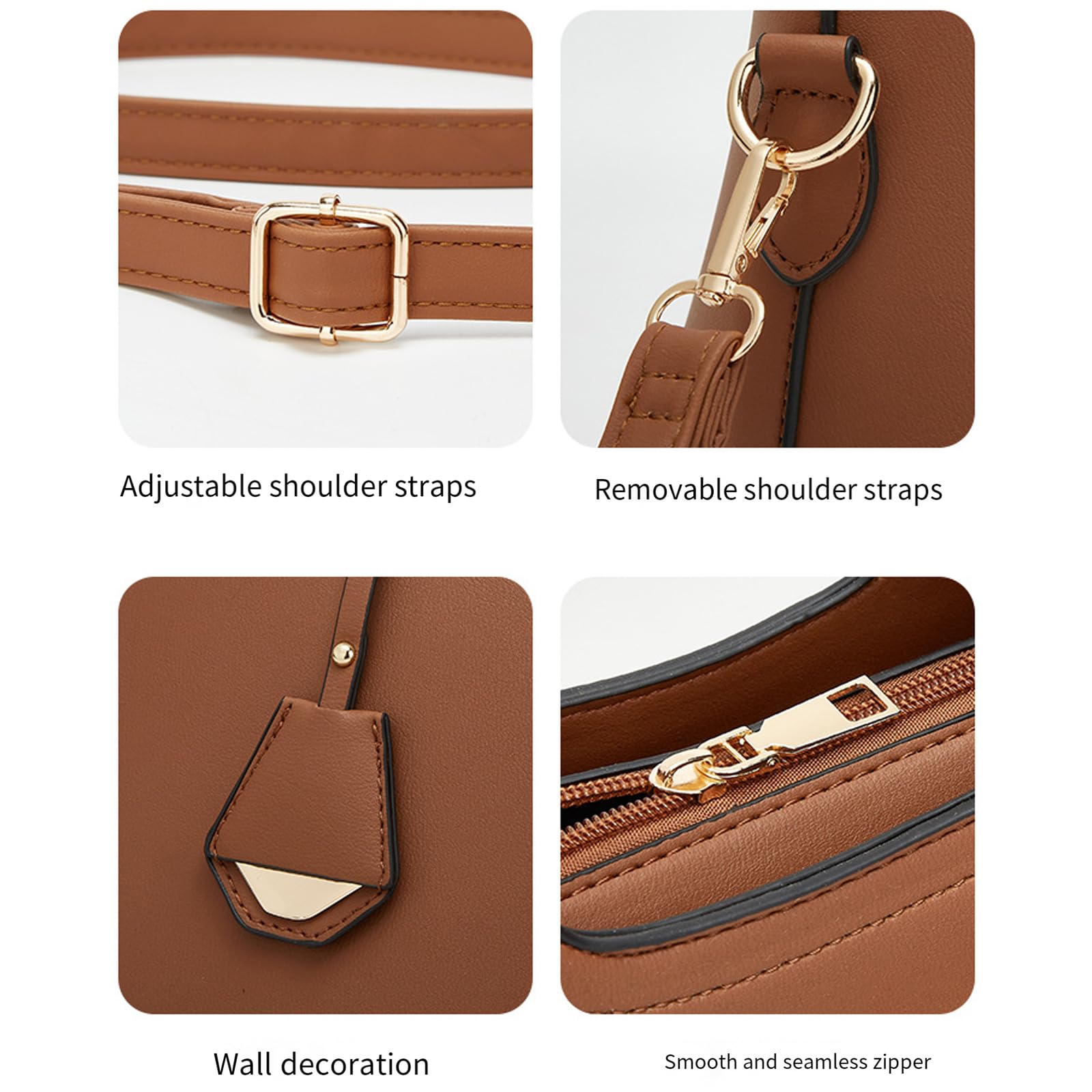 Elegante conjunto de 3 bolsos de mano para mujer de piel sintética, bandolera, cartera y bandolera, gran capacidad, bolso de oficina de piel sintética
