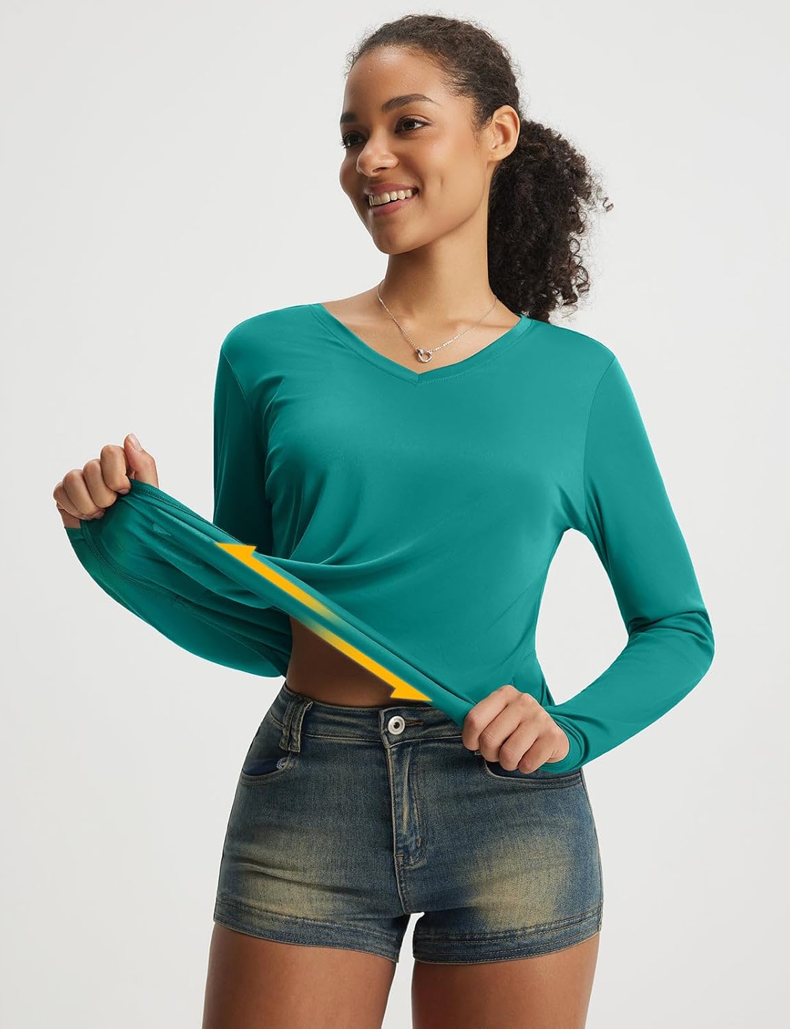 baleaf Women's Long Sleeve Sun Shirts UPF50+ UV Protection V Neck Rash Guard Lightweight Quick Dry Workout Hiking Tops - Image 7