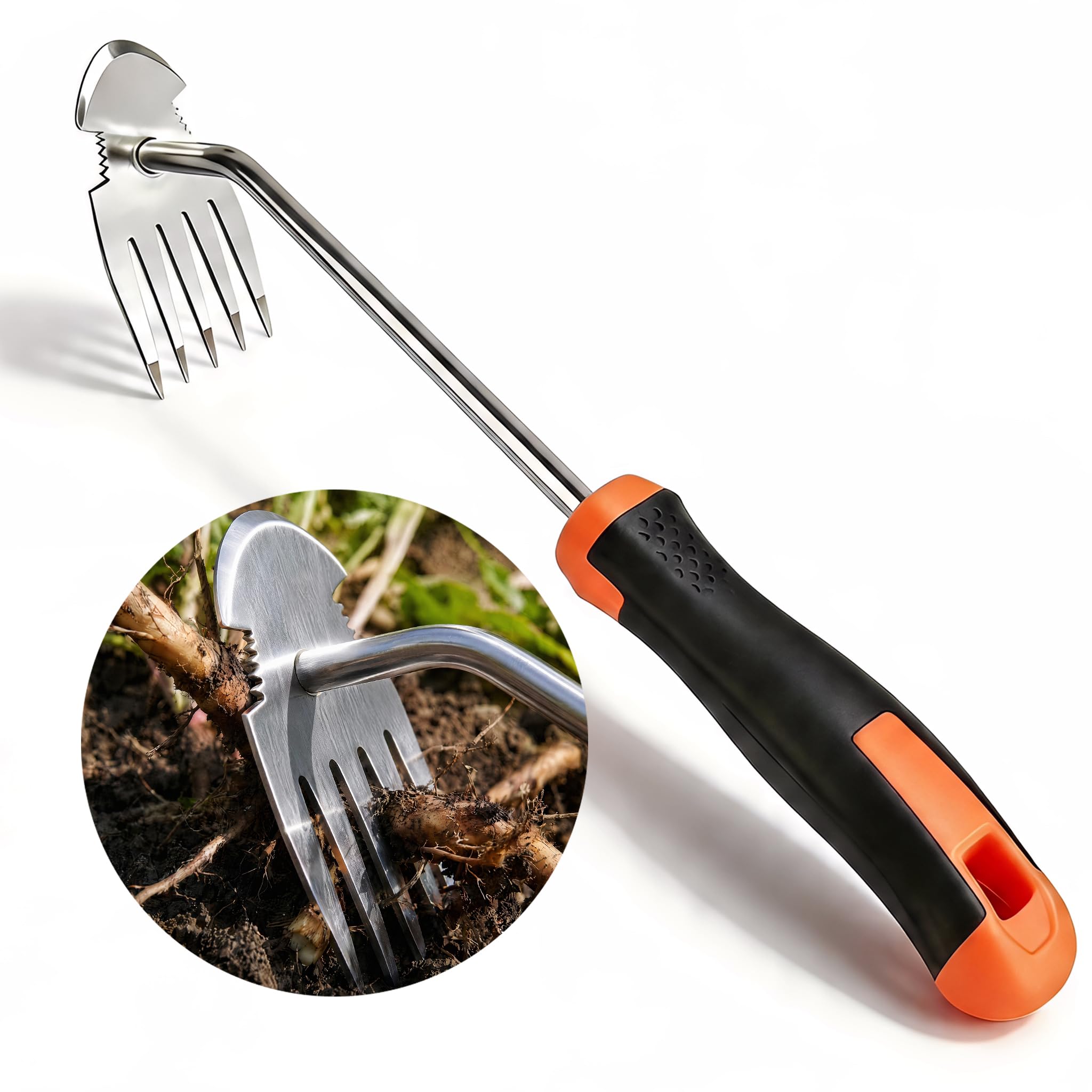 Moorrlii Weed Remover Tool, Hand Weeder Puller Tool, Portable Garden Weeder Tool for Vegetable Gardening Backyard Farm Planting & Uprooting Weeding Tool (Orange)