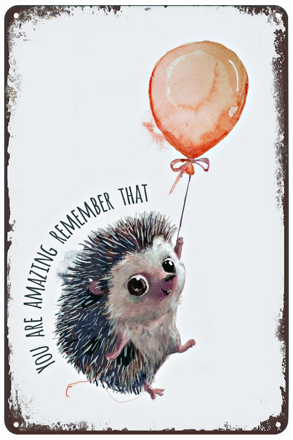 peiyeety Metal Tin Sign Hedgehog Themed Wall Decor Print Distressed Rustic Plaque For Home Living Room Bedroom Office Patio Garage Bar She Shed, 8×12 INCH