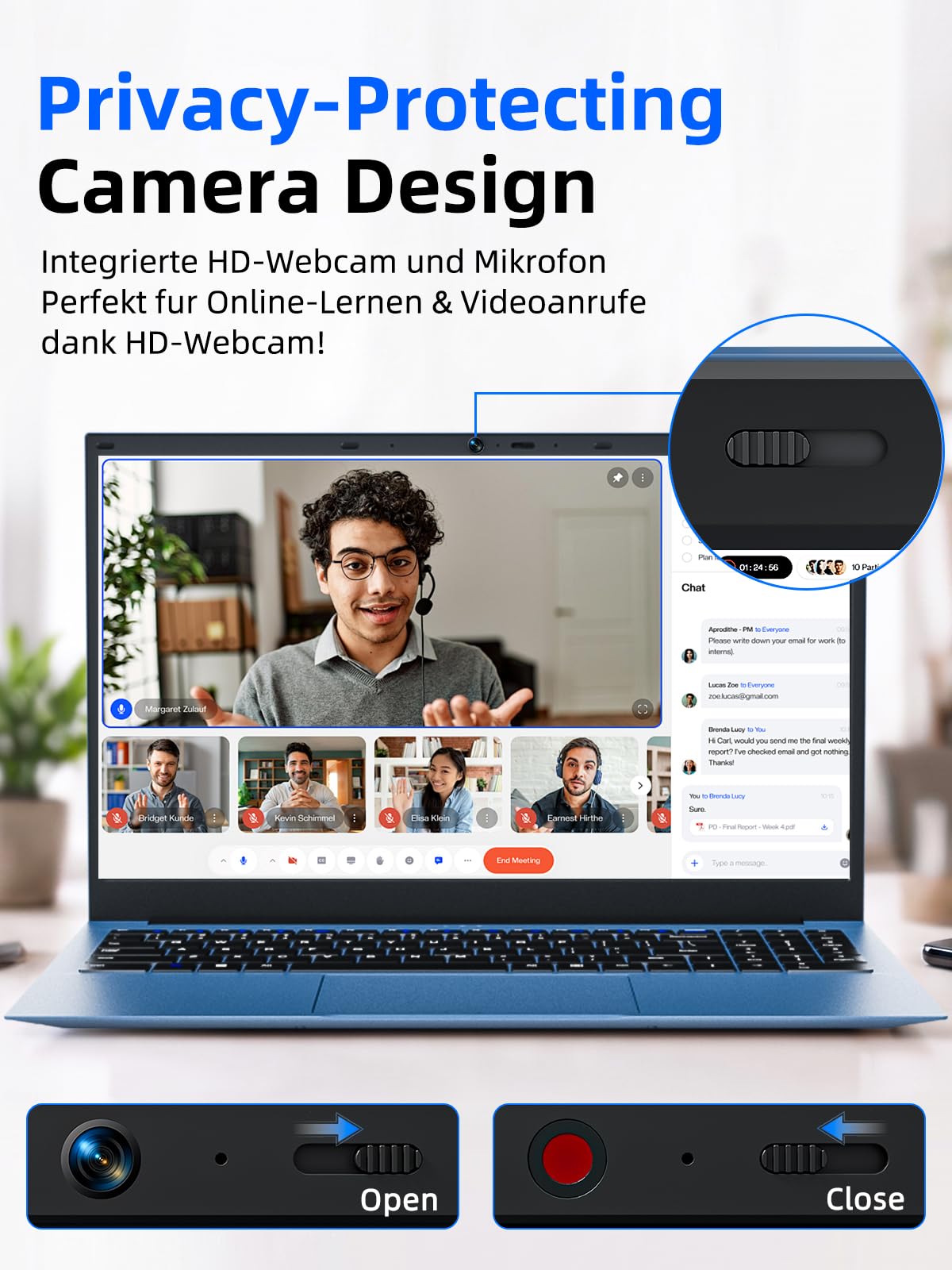 Ordenador portátil IPS Full HD de 18,5 pulgadas, 16 GB de RAM, 256 GB SSD Core i3, productividad AI, WiFi 6, Bluetooth 5.2, puerto multifunción USB-C, ideal para la oficina en casa, el estudio | Core i3, productividad AI, WiFi 6, Bluetooth 5.2, totalmente