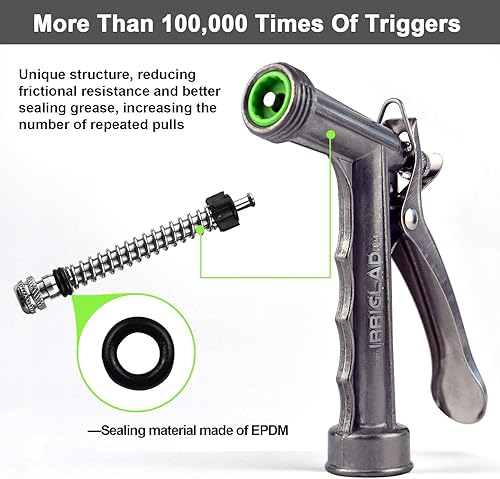 Miniatura 2 de Boquilla de manguera, paquete de 2 unidades, rociador de boquilla de agua con agarre de pistola de tamaño completo con rosca frontal, boquilla de