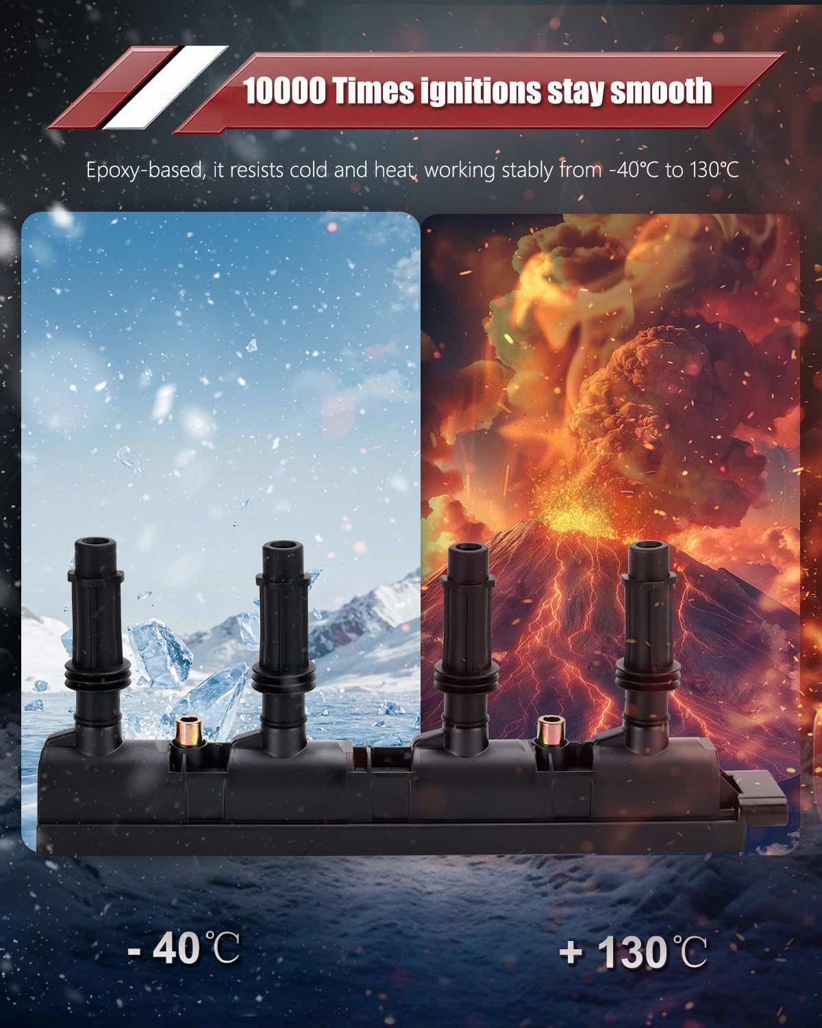 OKLPF Ignition Coil Pack UF669 with 4 Spark Plugs,Compatible with Chevrolet Cruze Limited Sonic Trax Volt Buick Encore CADILLAC ELR 2011-2019 1.4L 1.8L,Sets of 1