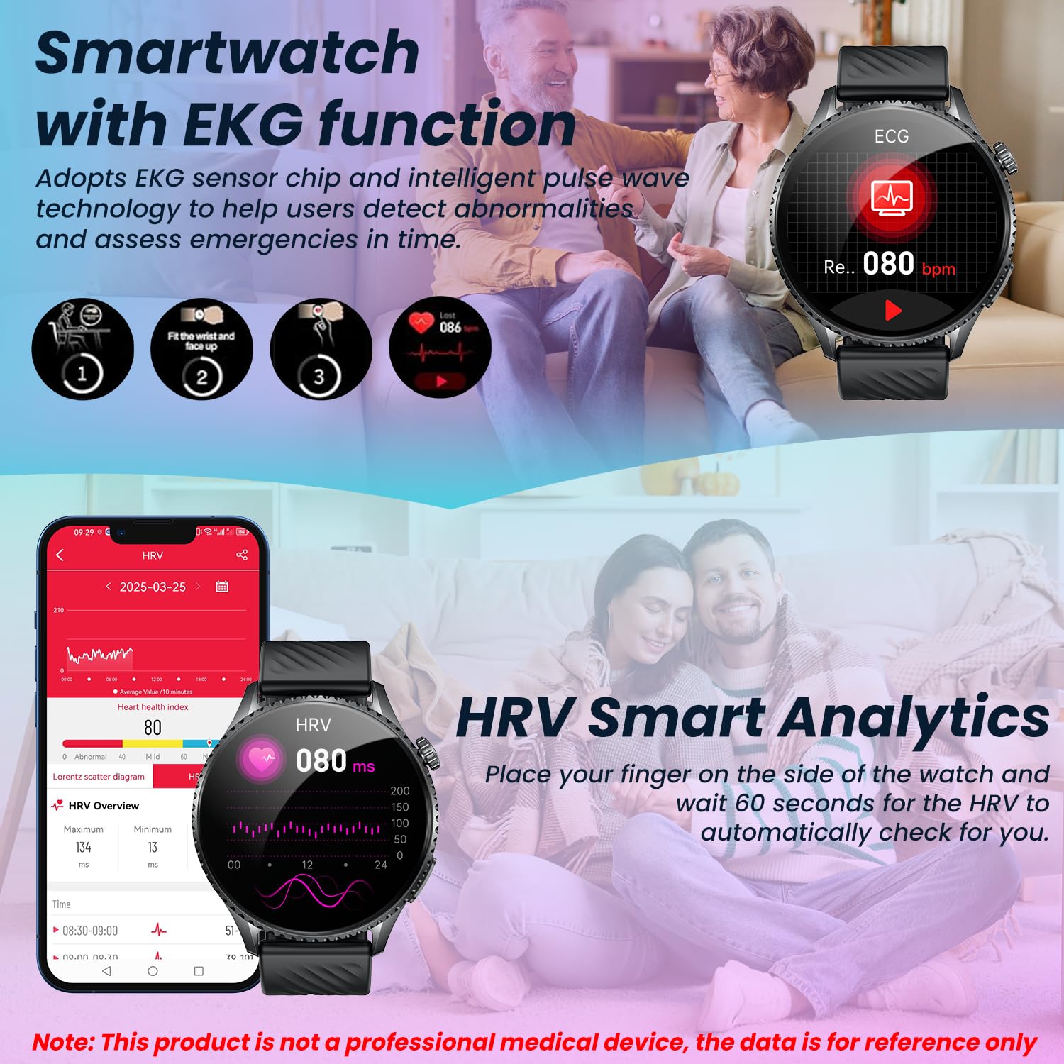 Orologio Smartwatch Uomo Cardiofrequenzimetro Orologi: 1.56" AMOLED Intelligenti Watch con ECG HRV Sonno 𝐆li𝐜𝐞𝐦𝐢𝐚 Pressione Sanguigna SOS Pulsante Torcia LED Sportive Compatibile iOS e Android