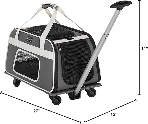 Vista 47 de PETSFIT Transportador de gatos aprobado por aerolíneas con ruedas diseñado para perros pequeños/gatos con cuerda de seguridad ajustable y ruedas