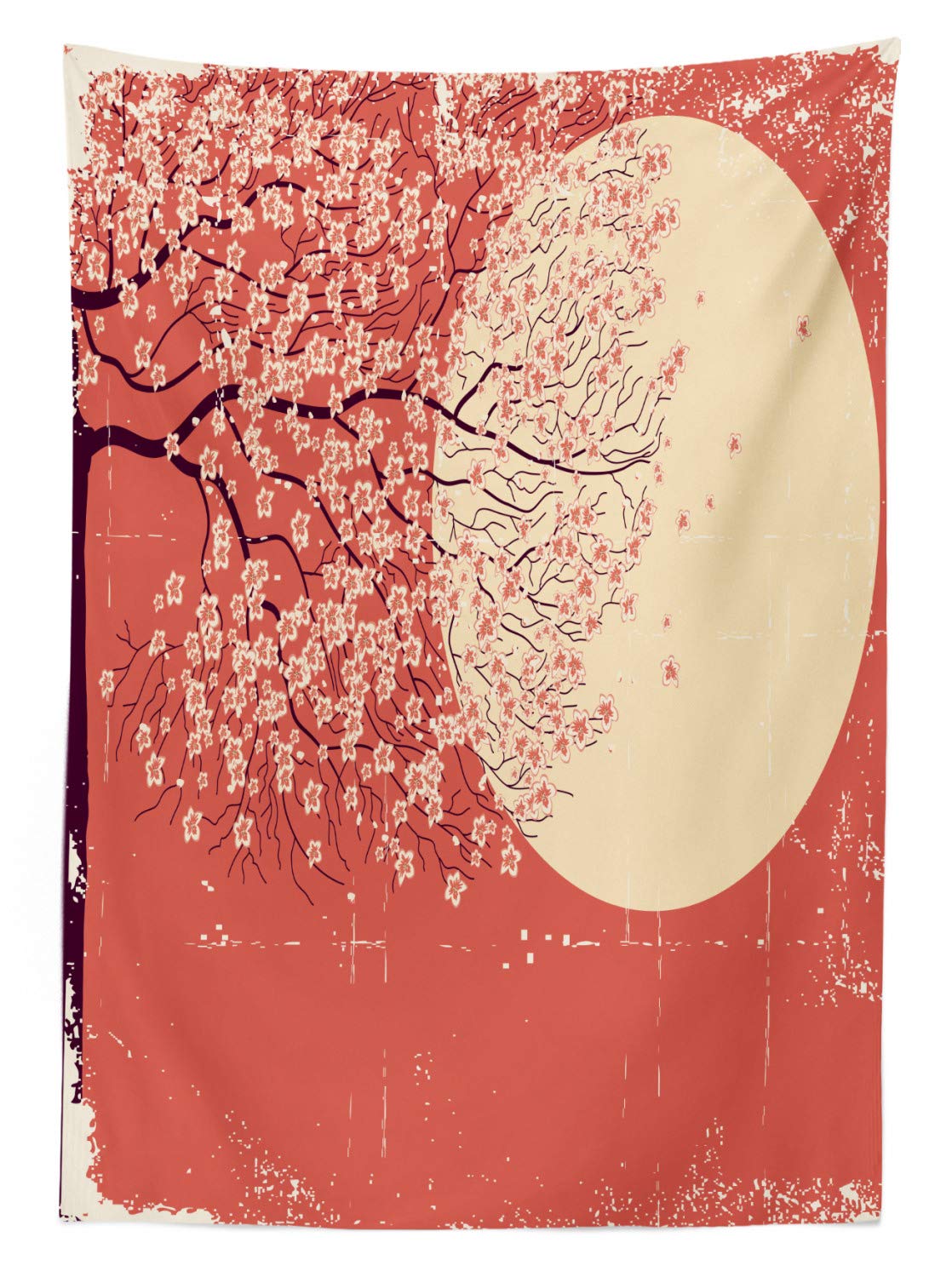 ABAKUHAUS Primavera Tovaglia, Cherry Blossoms Misty, Rettangolare per Sala da Pranzo e Cucina, 140 cm x 240 cm, Hot Rosa Bianco