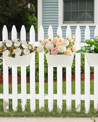 Miniatura 4 de Maceta colgante de metal de 11 pulgadas para interiores, 3 cubos de metal para balcón con ganchos desmontables y agujeros de drenaje, macetas