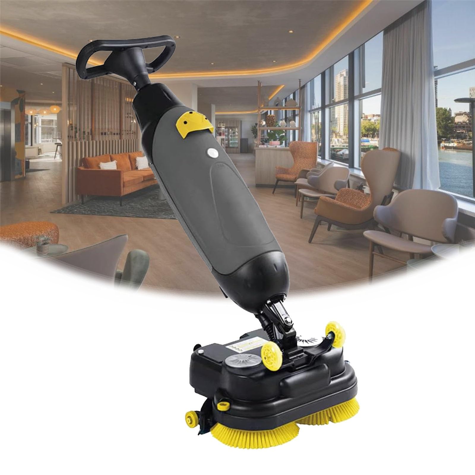 Piccola pulitrice per pavimenti portatile, mini pulitrice per pavimenti di livello professionale, piccola pulitrices per pavimentis a spinta, adatta per casa, ufficio e bagno.(Gray)