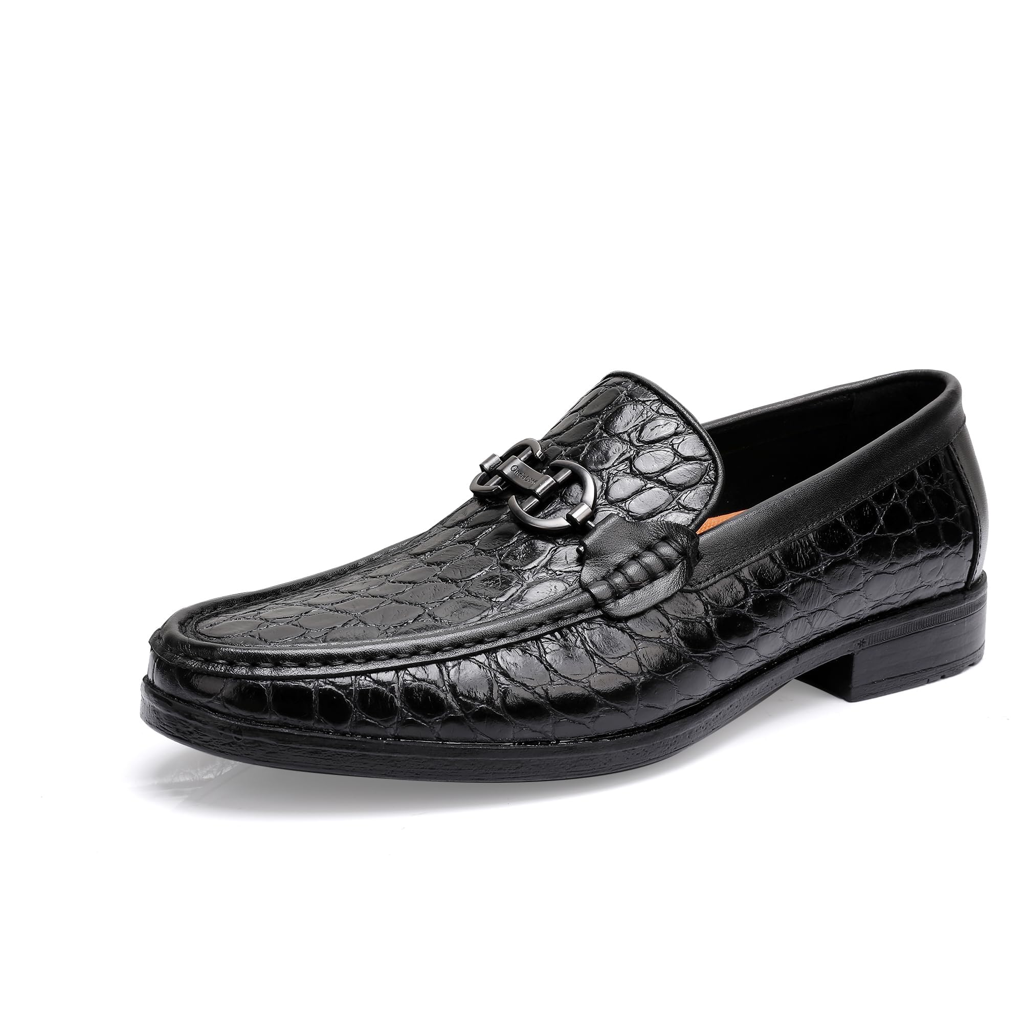 Men's Dress Shoes Slip-On Loafers Formal Leather Shoes for Men Crocodile Printed