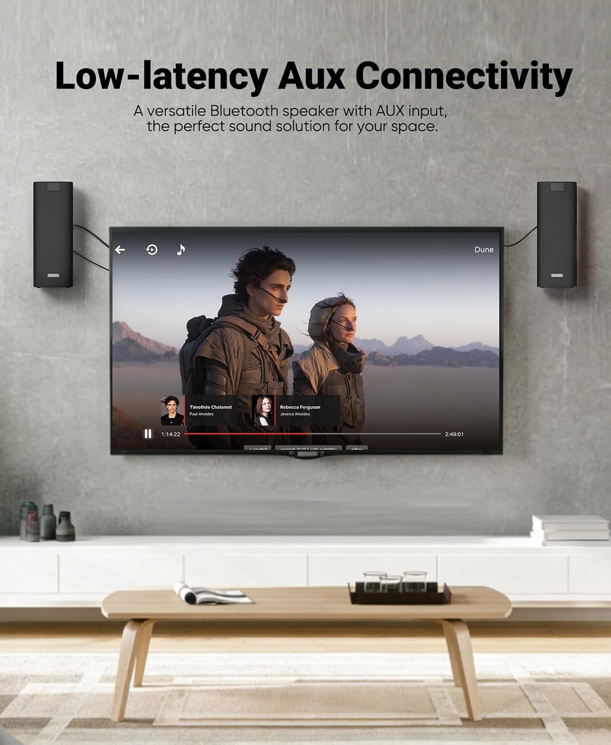 Inwa 400W Outdoor Bluetooth Speakers with Lights, IP65 Waterproof Wireless Stereo Speaker, Auracast Multi-Speaker Pairing, Wall Mount Sound System w/Aux for Porch, Patio, Garage, Home(Dark Black)