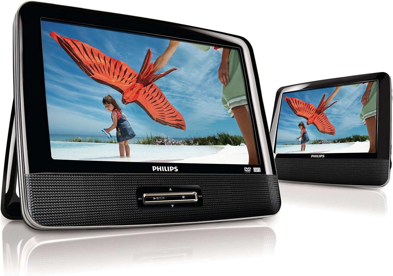 Philips 9" Widescreen Portable Black Travel Car DVD Player