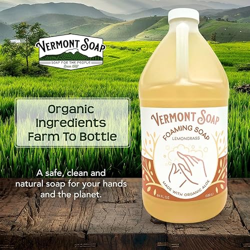 Miniatura 48 de VERMONT SOAP Jabón de manos espumoso de lavanda orgánica, jabón hidratante natural para piel seca, jabón líquido de manos de baño sin fragancia